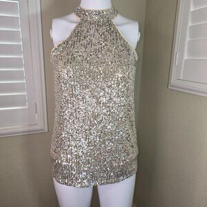 Cable & Gauge Sequin Top Silver and Tan